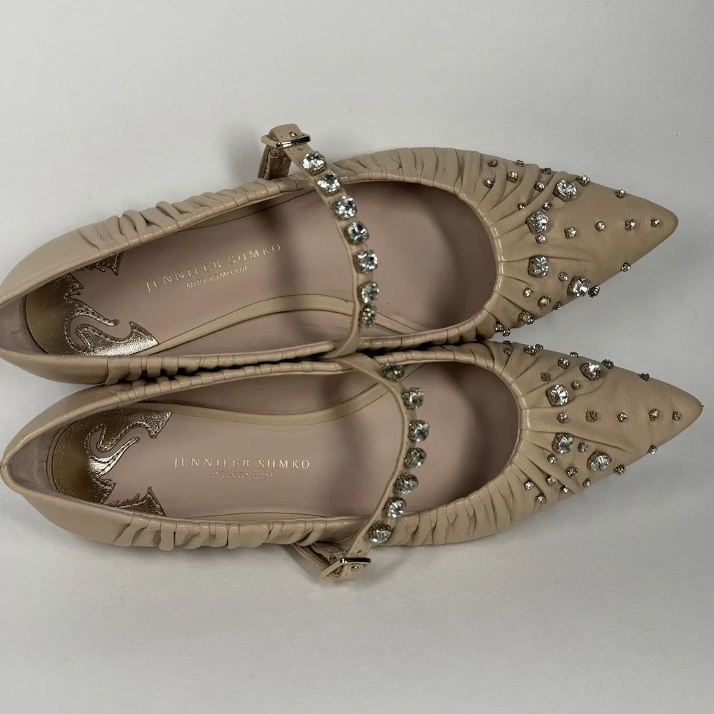 Antonio Melani Jennifer Sumko Size 7.5 M Nude Bling Lyssa Lou Mary Jane Flats